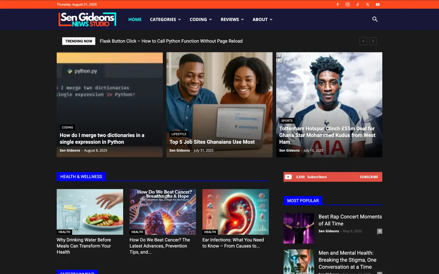 Sen Gideons News Studio project screenshot